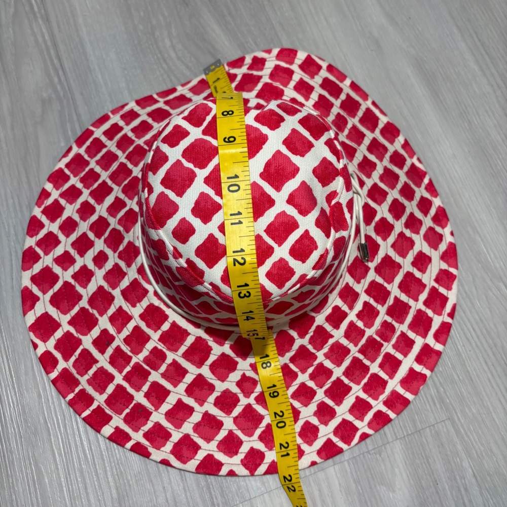 Coach Hat Women Red White Diamond Lozenge Print Cotton Sun F84246 Size XS/S NWT - Picture 12 of 15